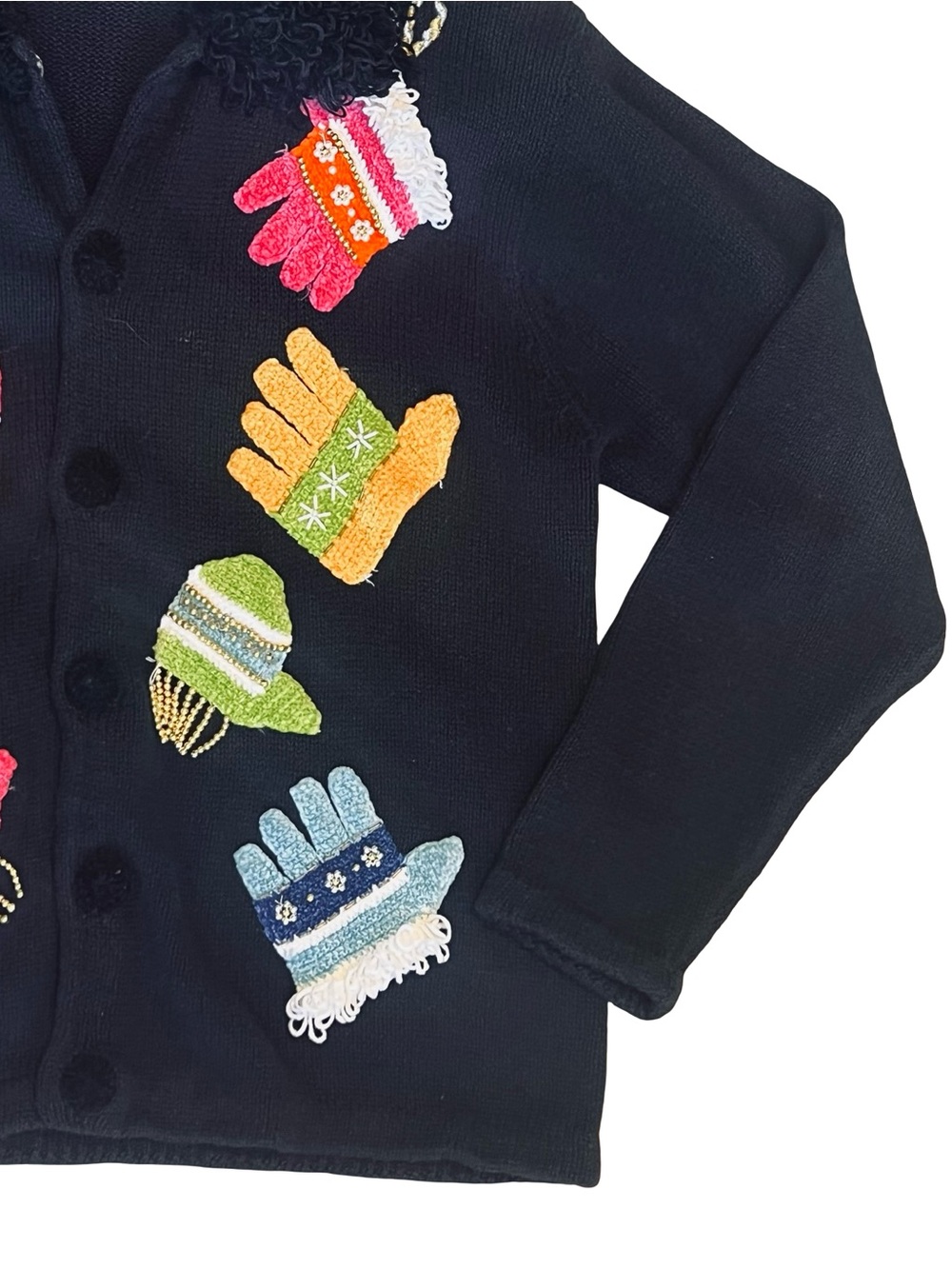 Victoria Harbour Vintage Y2K M Black Mitten Cardigan Sweater Beaded Embellished - Picture 5 of 13